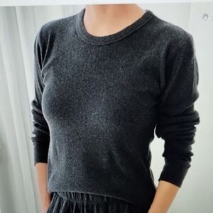 Le Bon Shoppe Pointelle Fundamental Tee Shirt Charcoal M NWOT